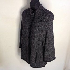 Ann Taylor Charcoal Knit Cardigan with Black Trim